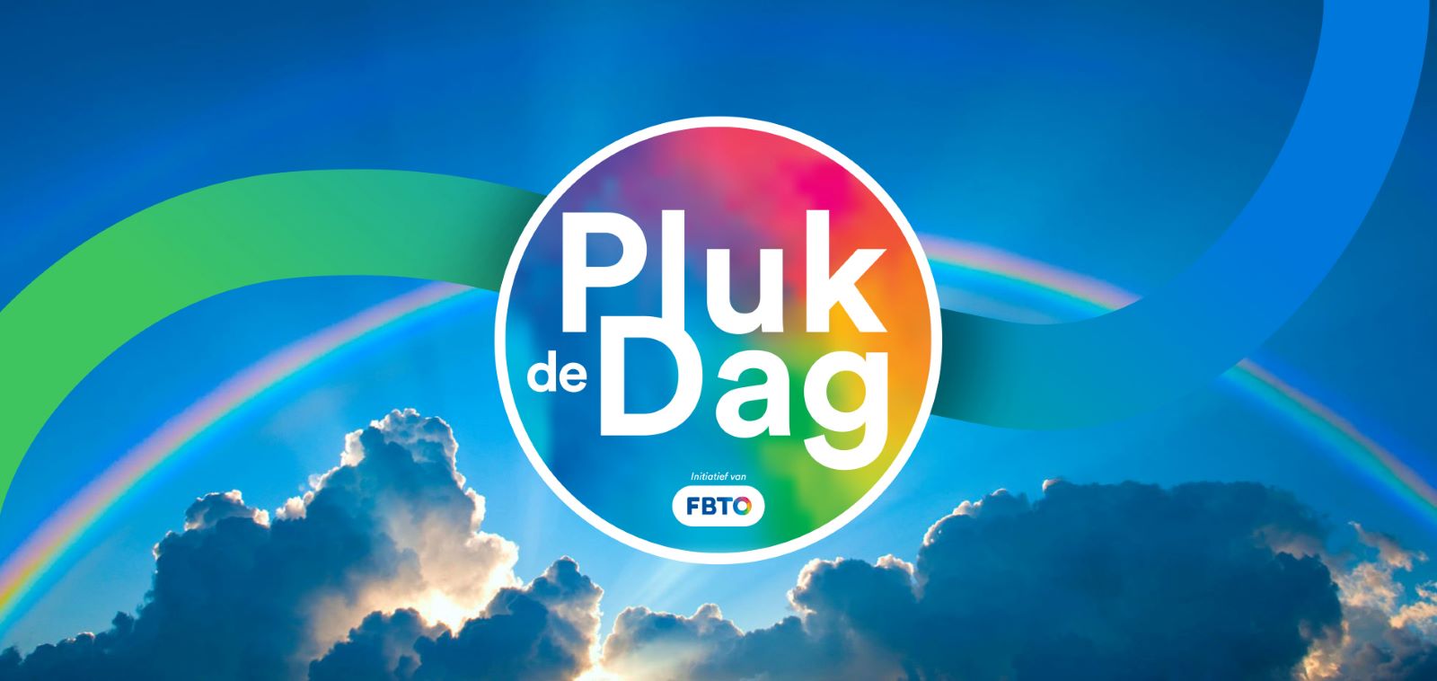 Zon achter de wolken met een regenboog