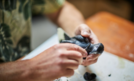 Handen die beeldhouwen