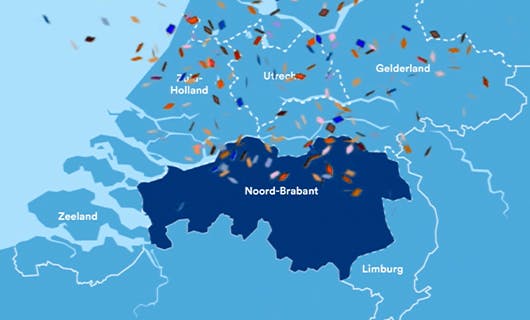 Kaart van Nederland met Noord Brabant uitgelicht