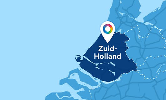 Kaart van Nederland met Zuid Holland uitgelicht